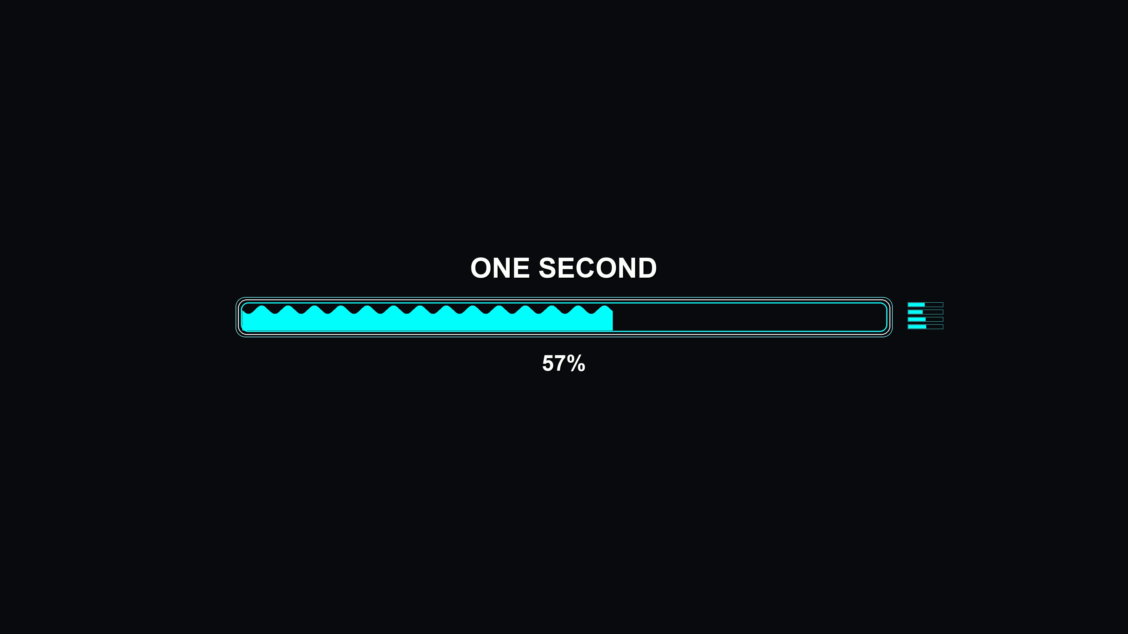 Loading bar animation for science fiction settings with progress indicator for one second duration
