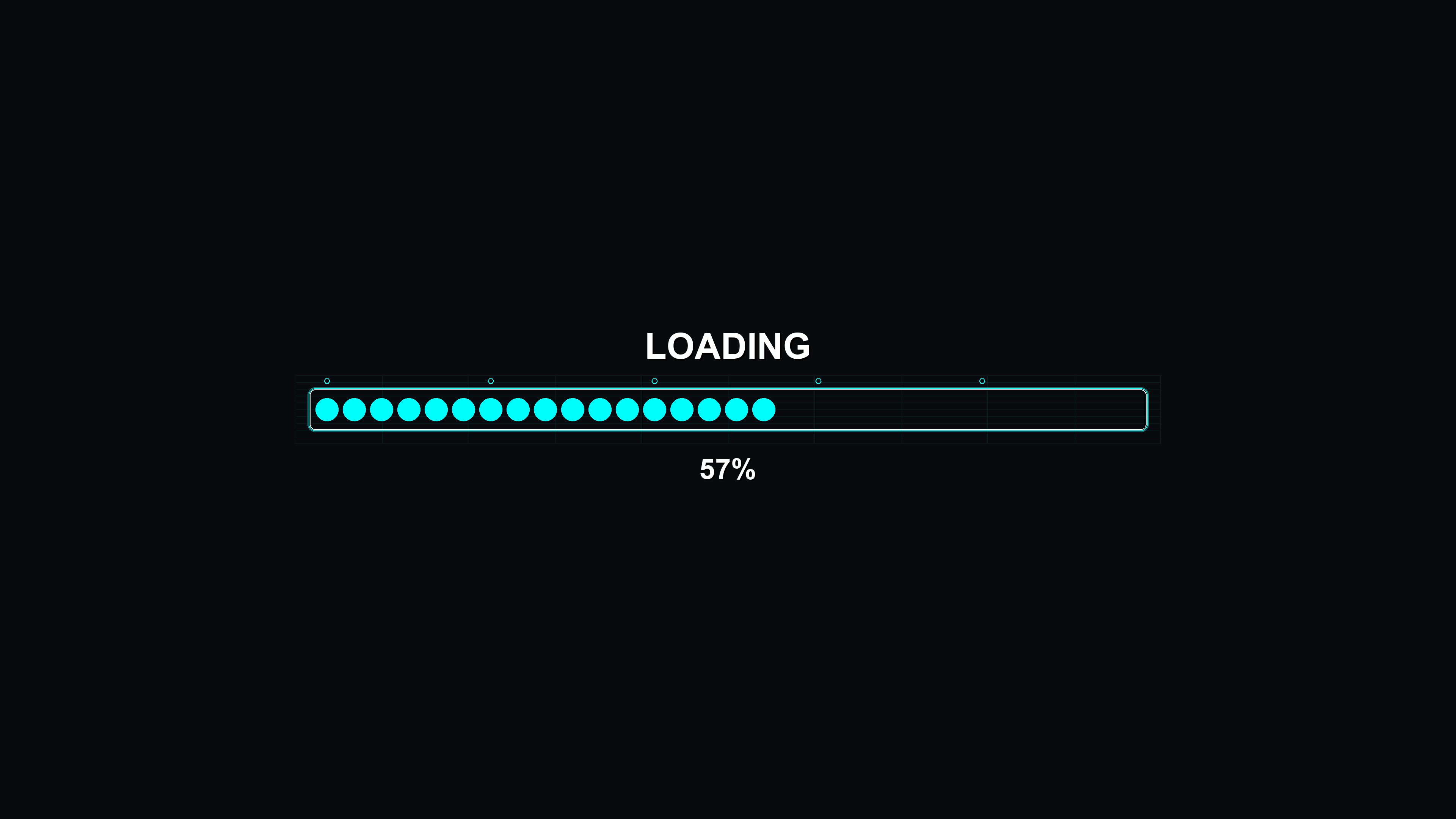 Loading bar shows progress in science fiction style with cool visual effects during animation in a dark background