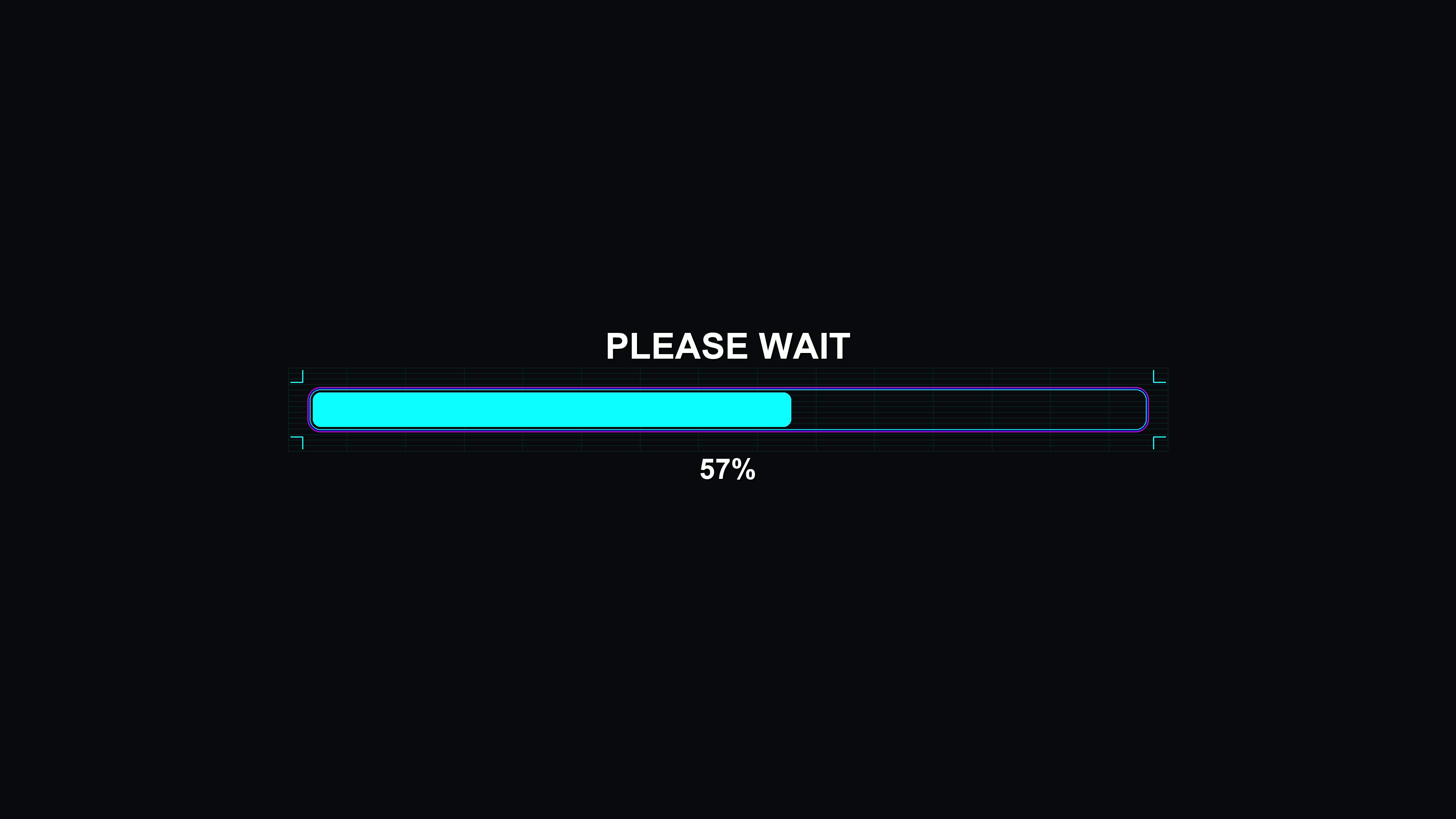 Cool loading bar shows progress in a science fiction setting with bright colors and simple design during a digital animation sequence
