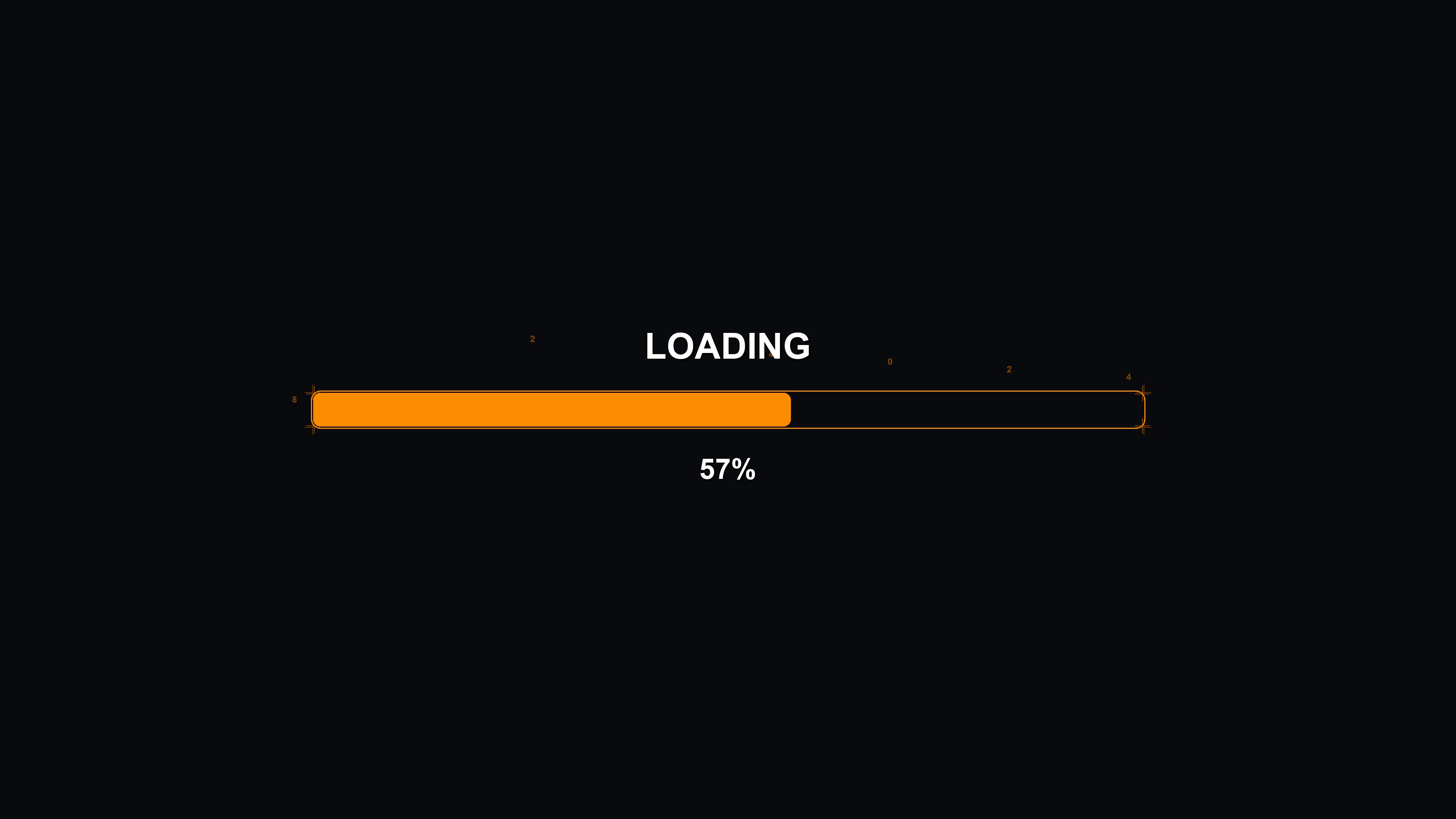 Progress bar animation shows science fiction loading status in a dark setting with simple design elements for user interface