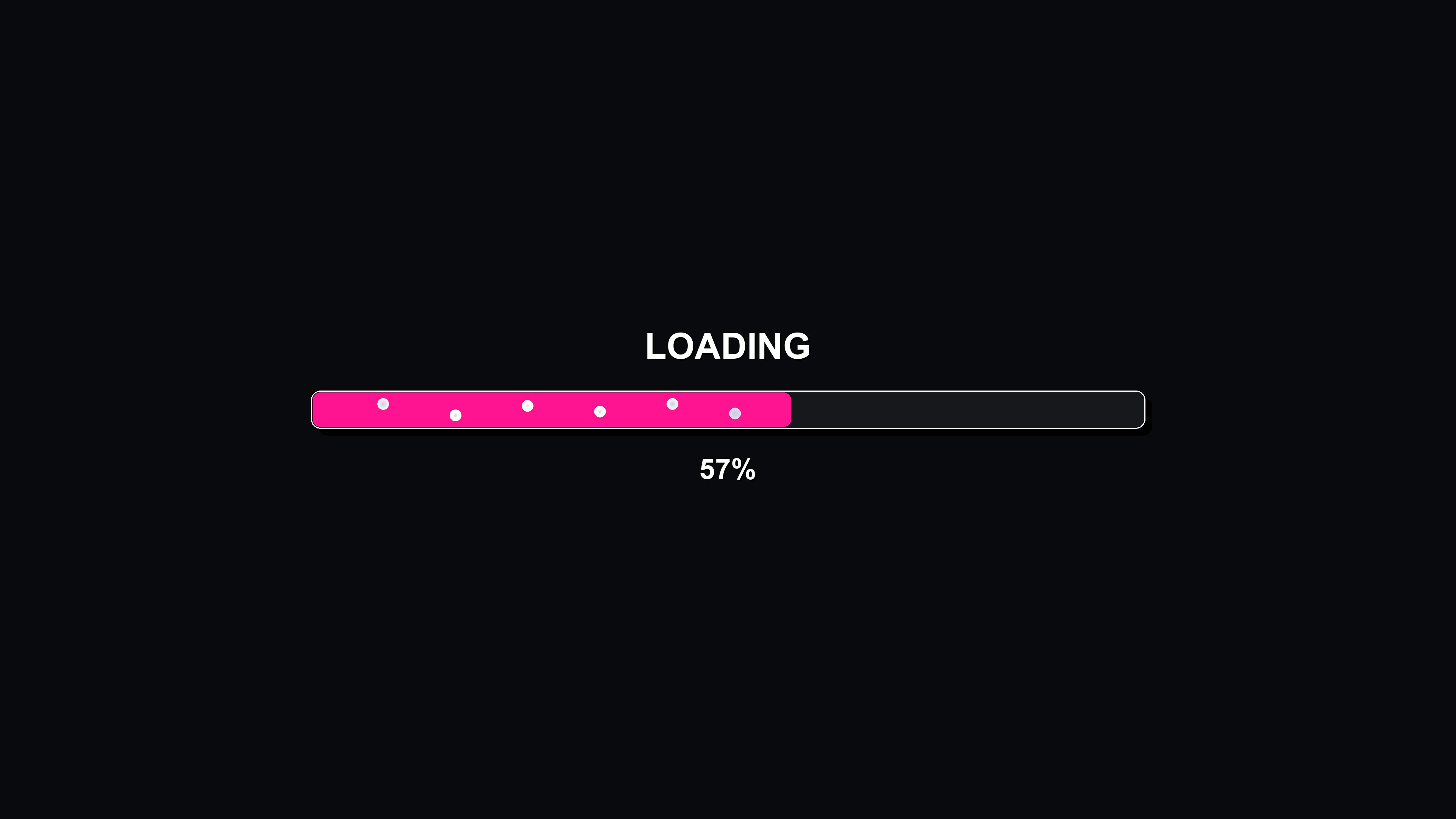 Cool hexagon grid progress bar animation on a black background showing loading status and completion