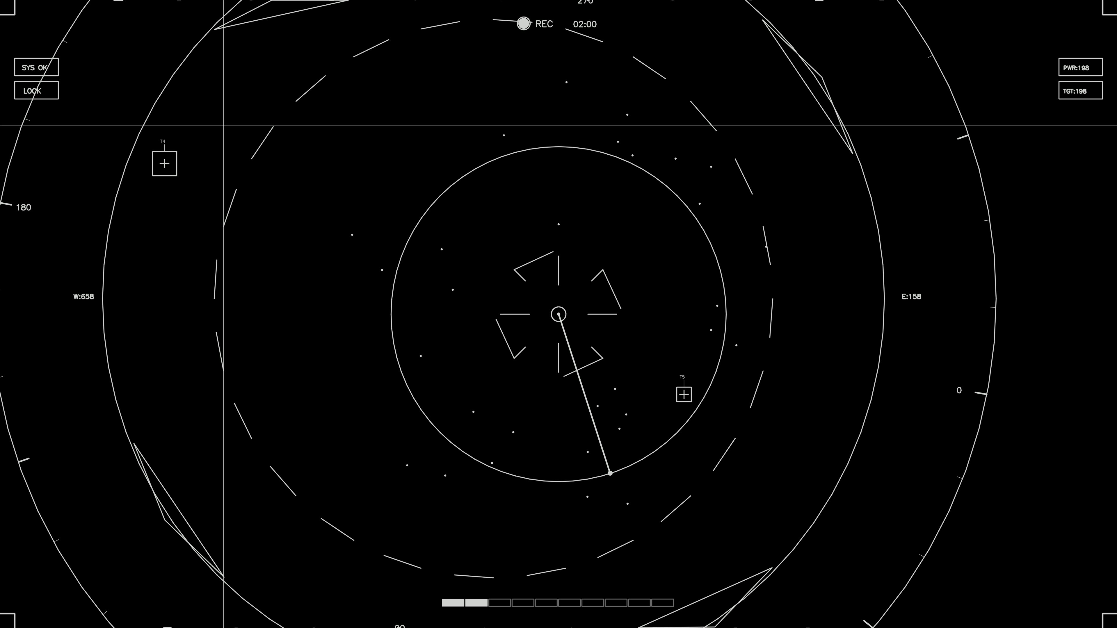 Animation for web designers and video producers showing hud elements for sci-fi projects and editing tasks in a dark background