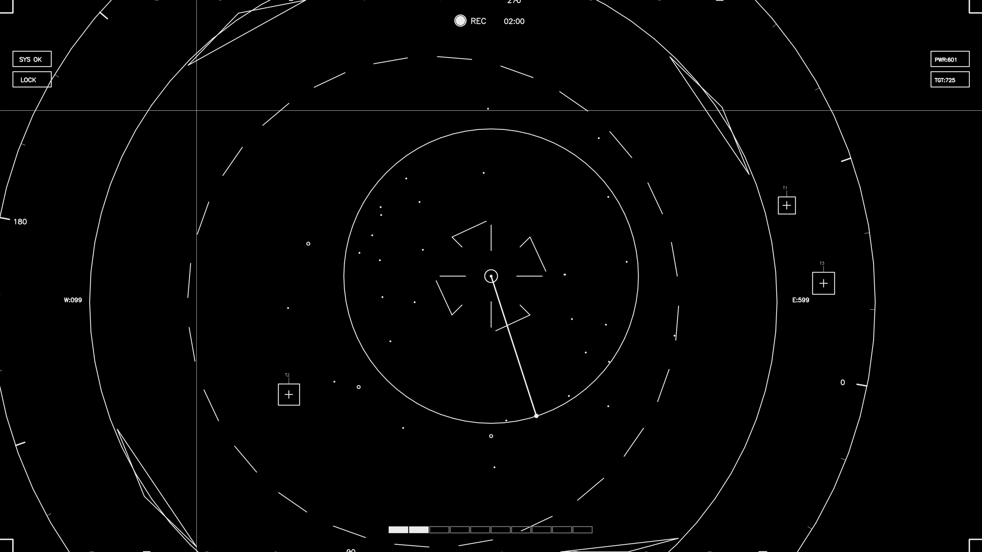 Hud elements animation for web designers and sci-fi video cutters showing circular motion and data readout