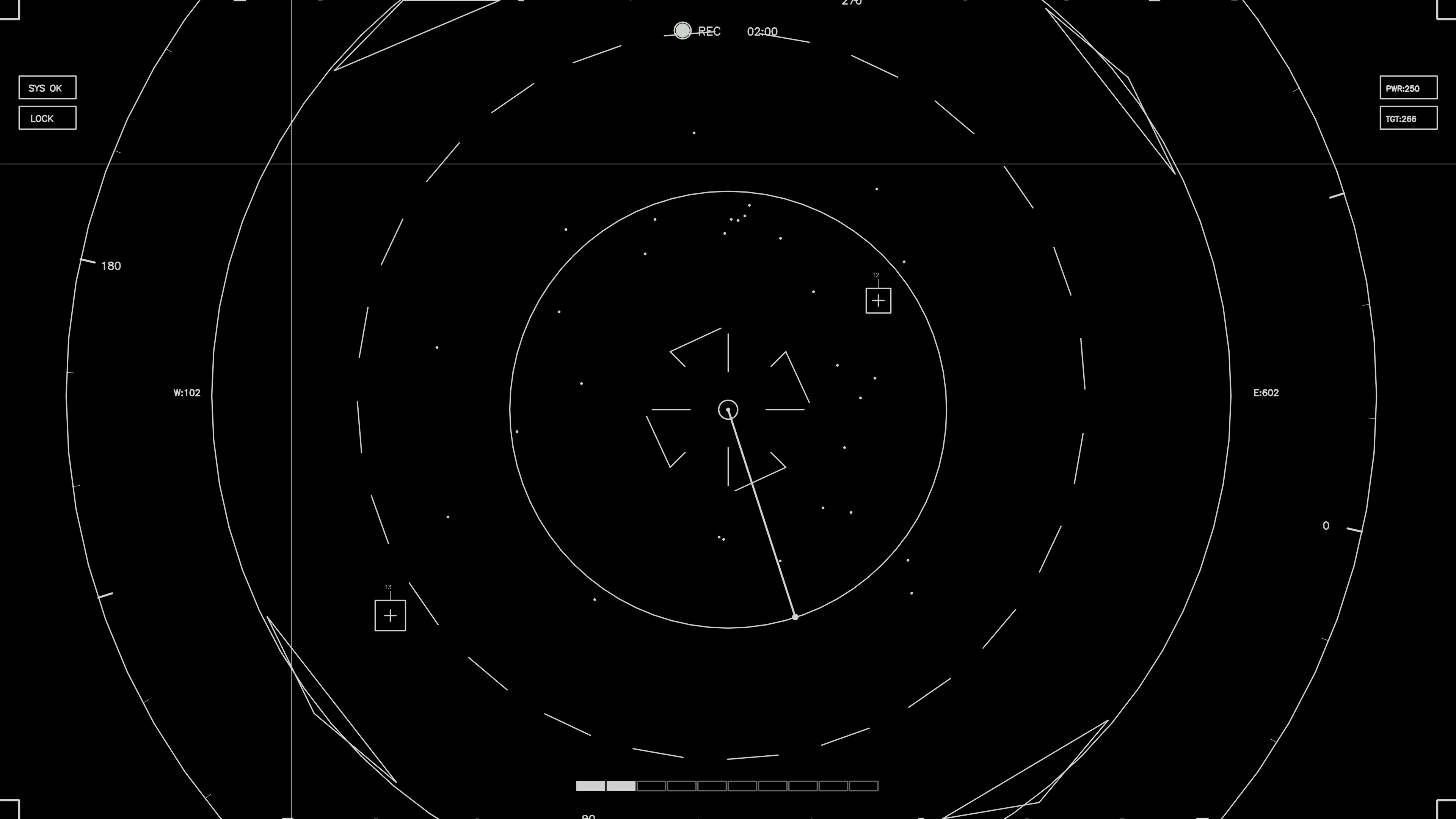 Hud elements animation for webdesigner and sci-fi video cutter with circular radar display