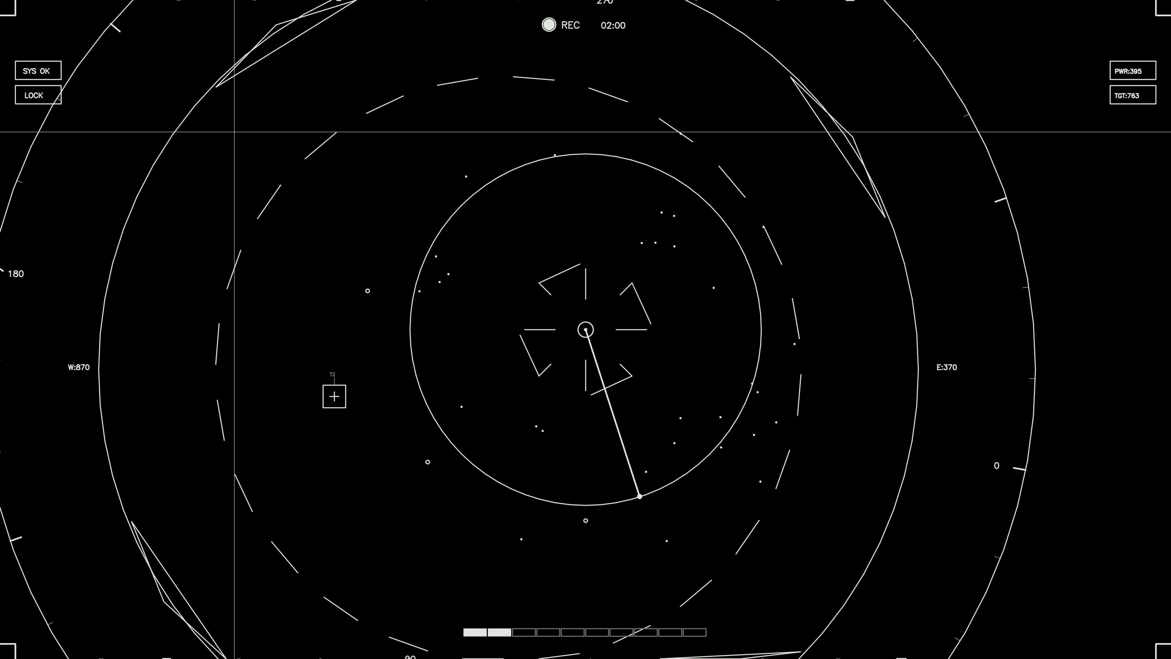 Hud elements animation for webdesigner and sci-fi video cutter showing various graphics and indicators on a dark background during a design session