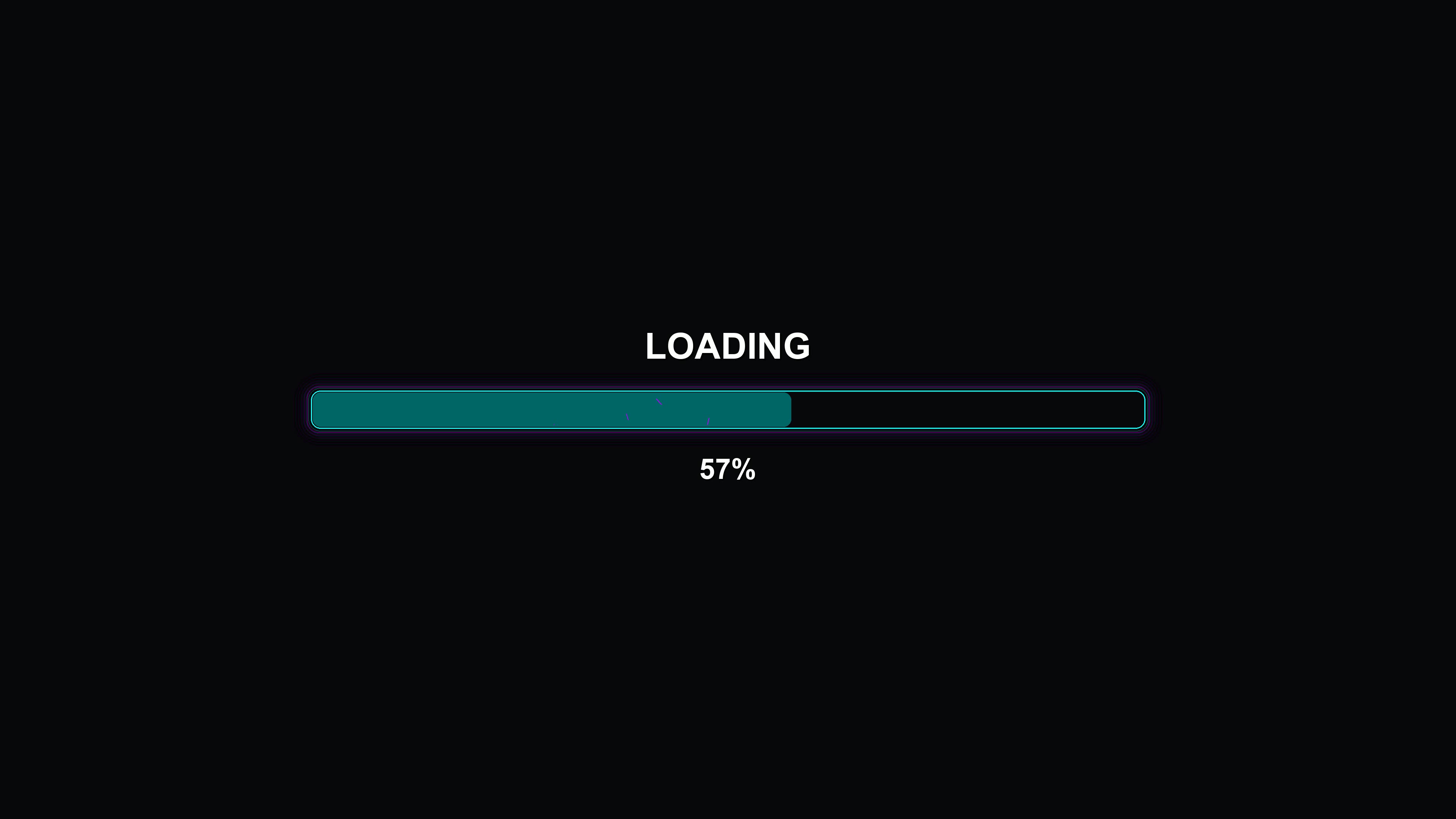 Stylish modern progressbar animation with vibrant colors that shows loading status and completion percentage at 100
