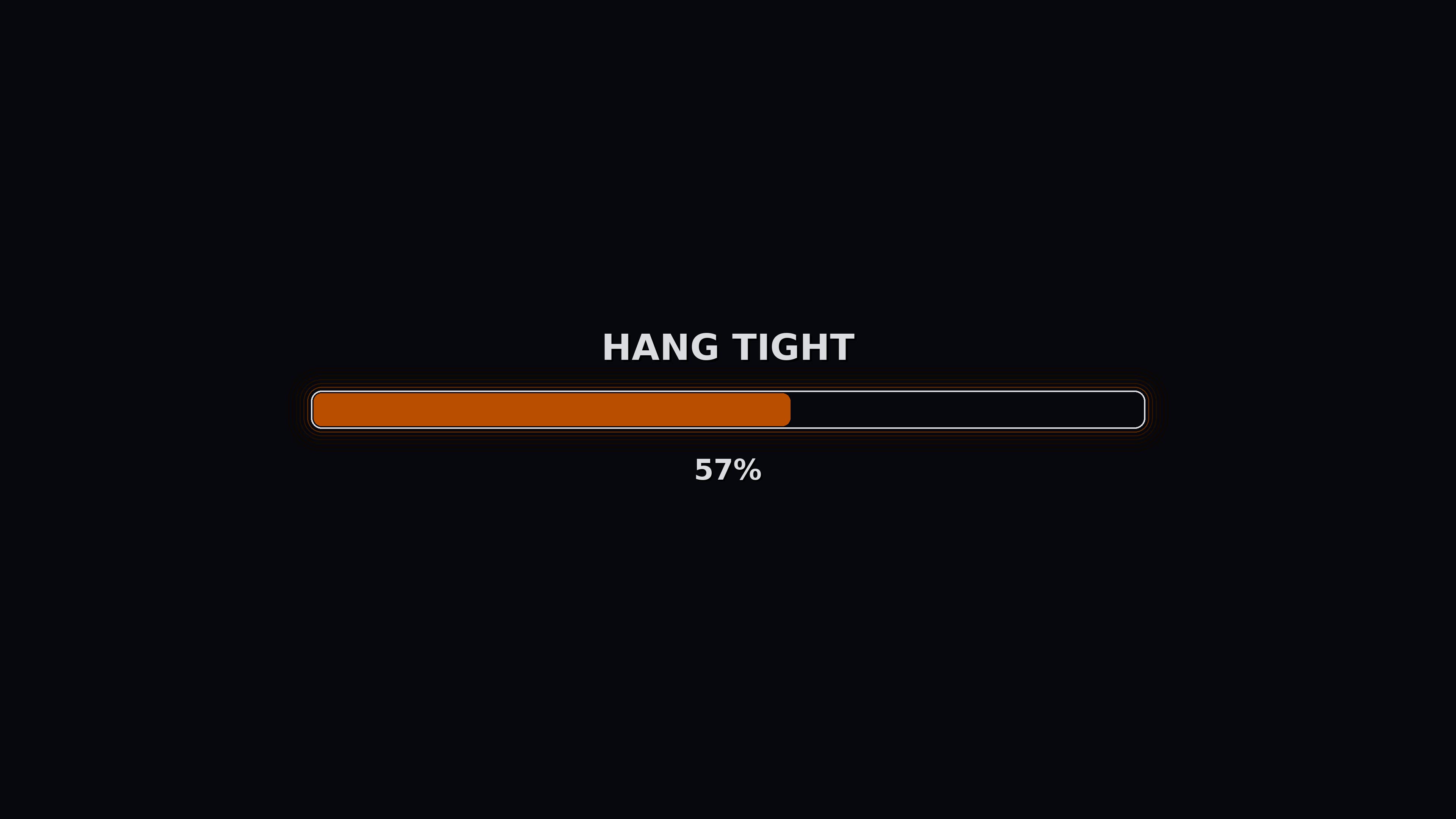 Progress bar showing completion status for video loading with a request to hang tight until finished