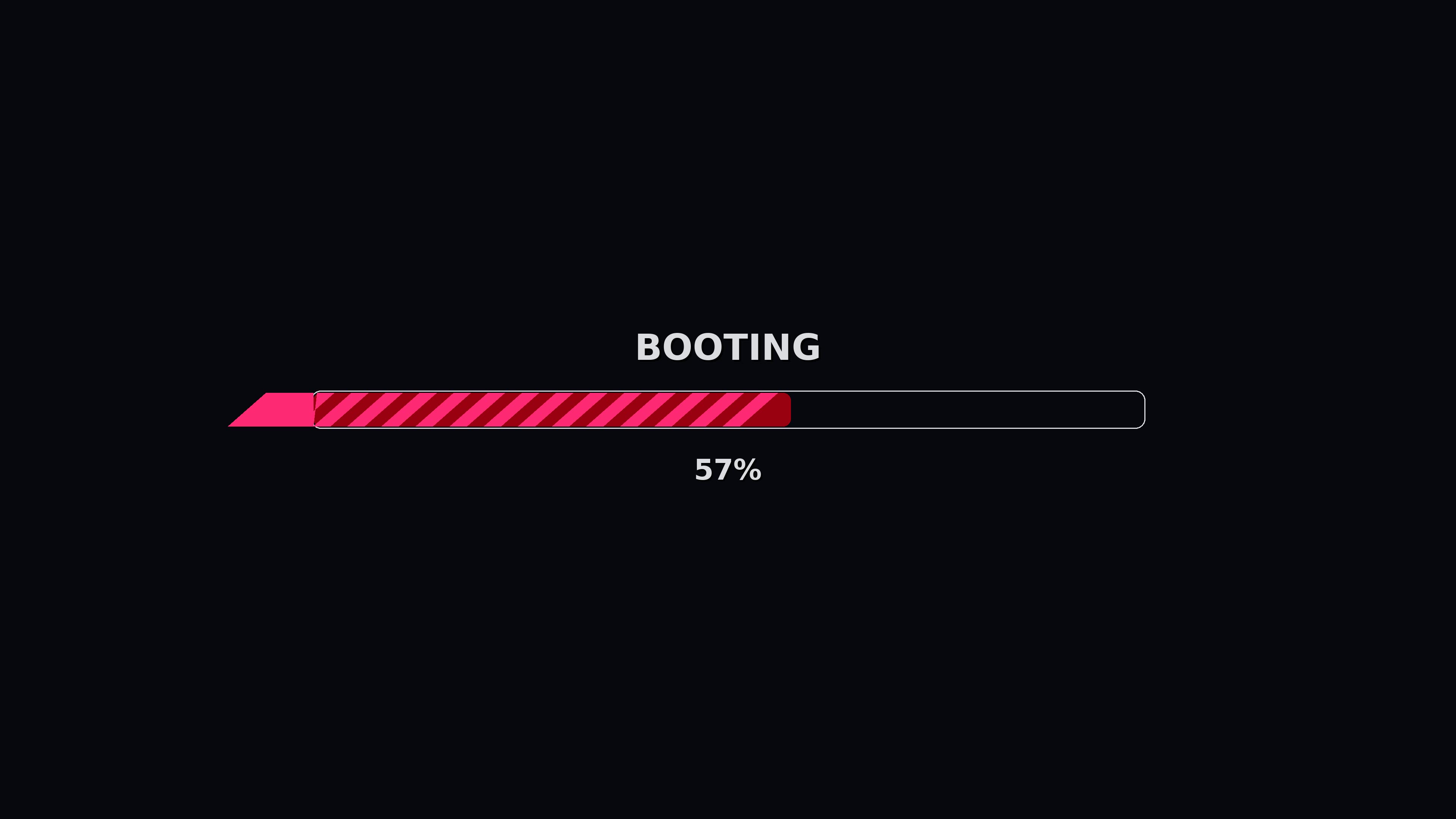 Progress bar showing booting status reaching full capacity in a digital animation for video production