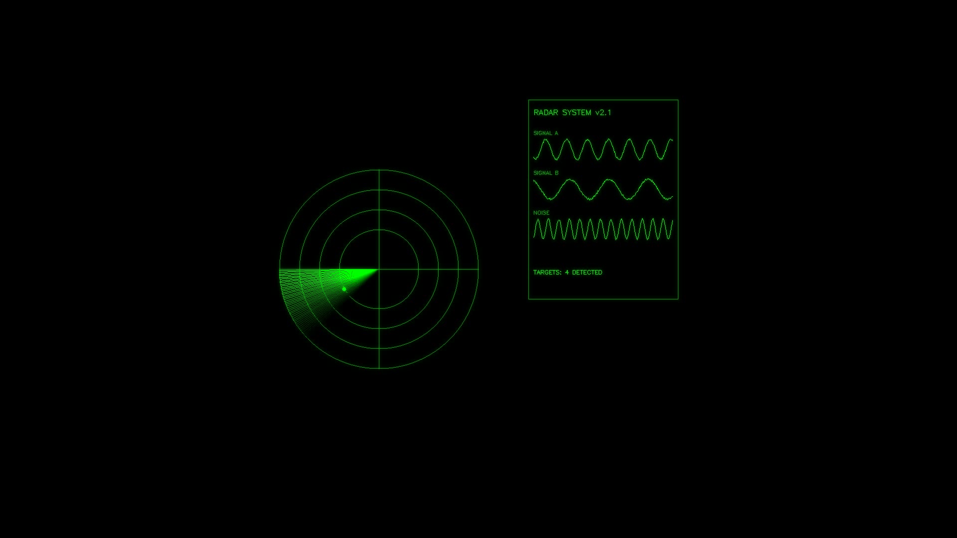 Military gui war stock footage hud animation for science fiction production that shows radar system with targets detected