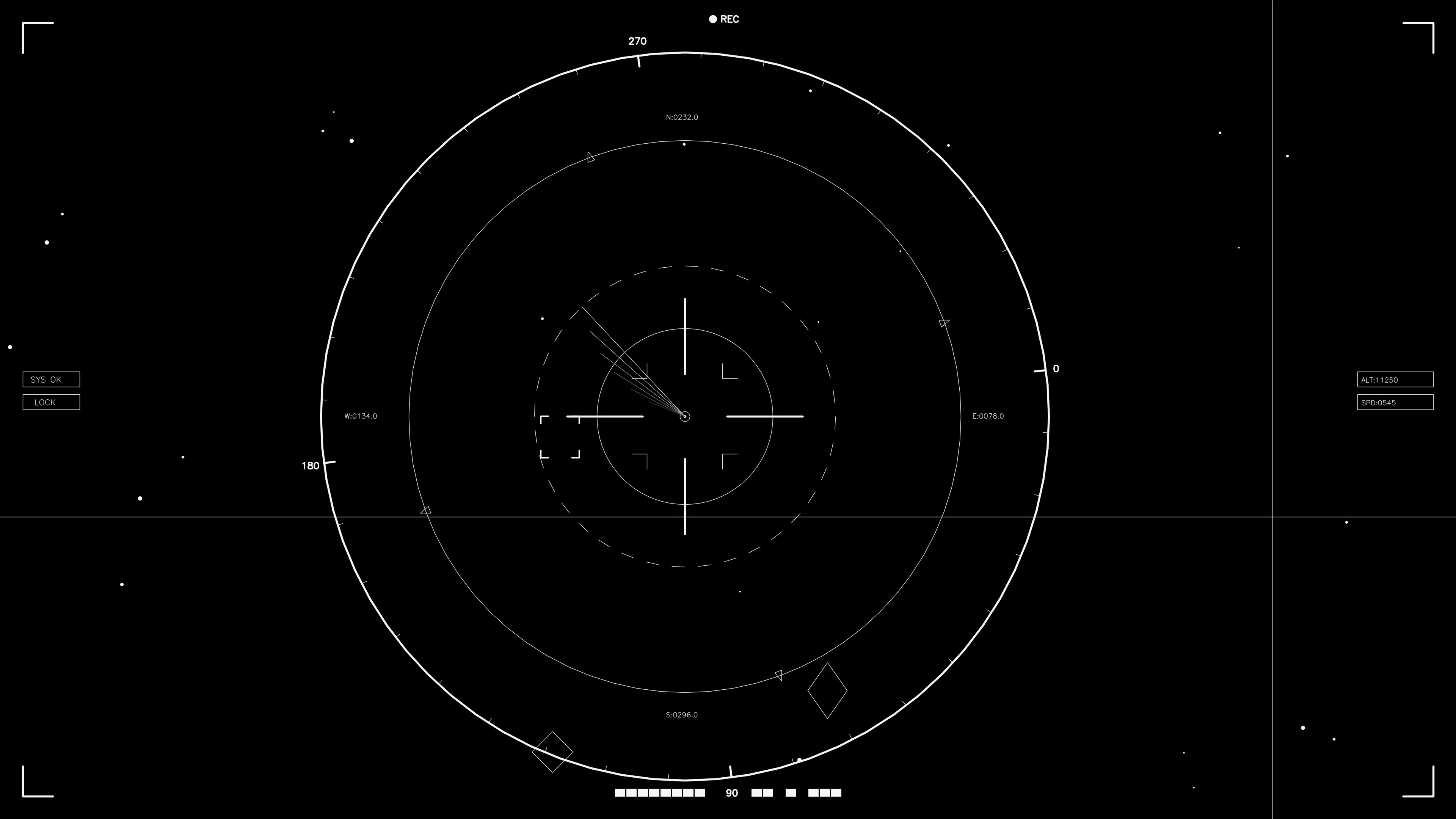 Hud elements animation for web designers and sci-fi video editing showing circular patterns and detailed marker lines