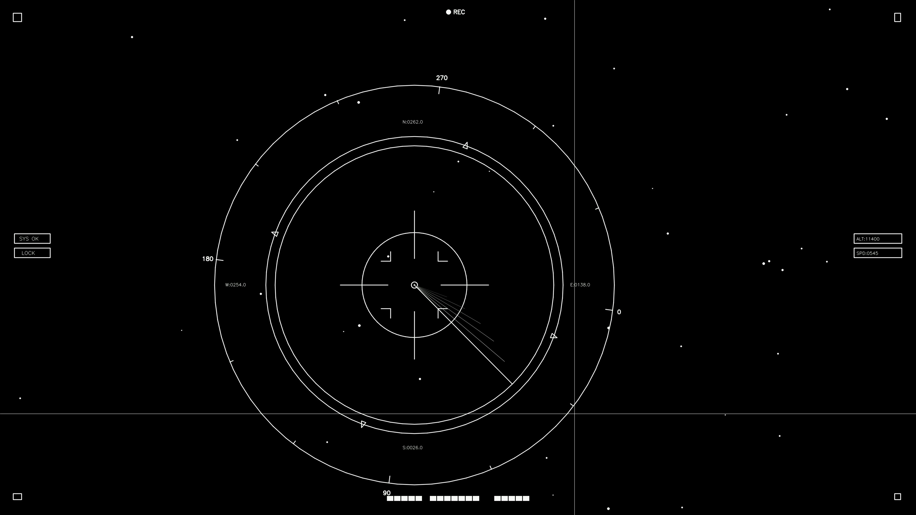 Hud elements animation for webdesign and sci-fi video editing featuring dynamic circular displays with data points and star field background