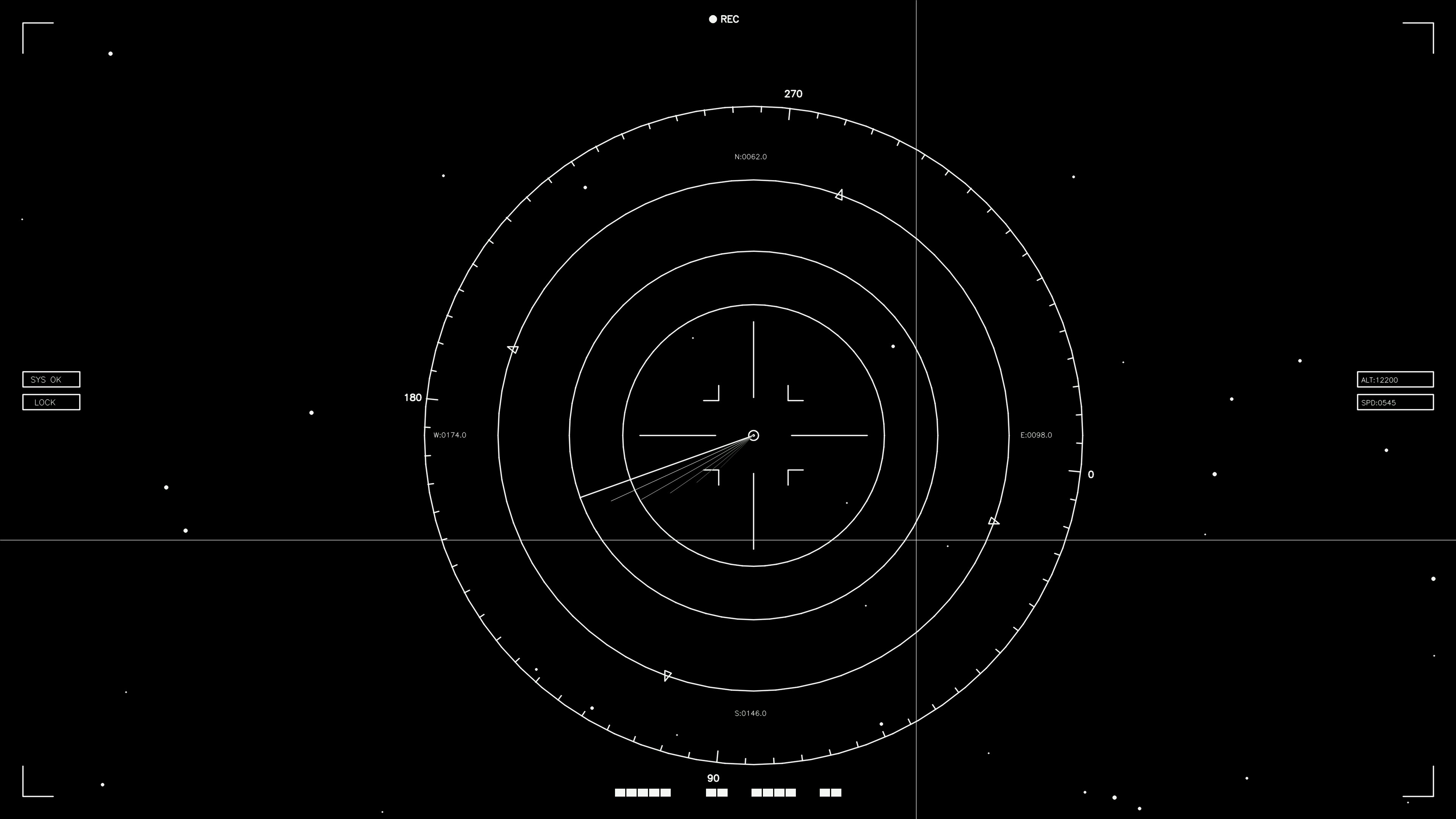 Hud elements animation for webdesigner and sci-fi video cutter showcasing dynamic radar interface with multiple circles and markers