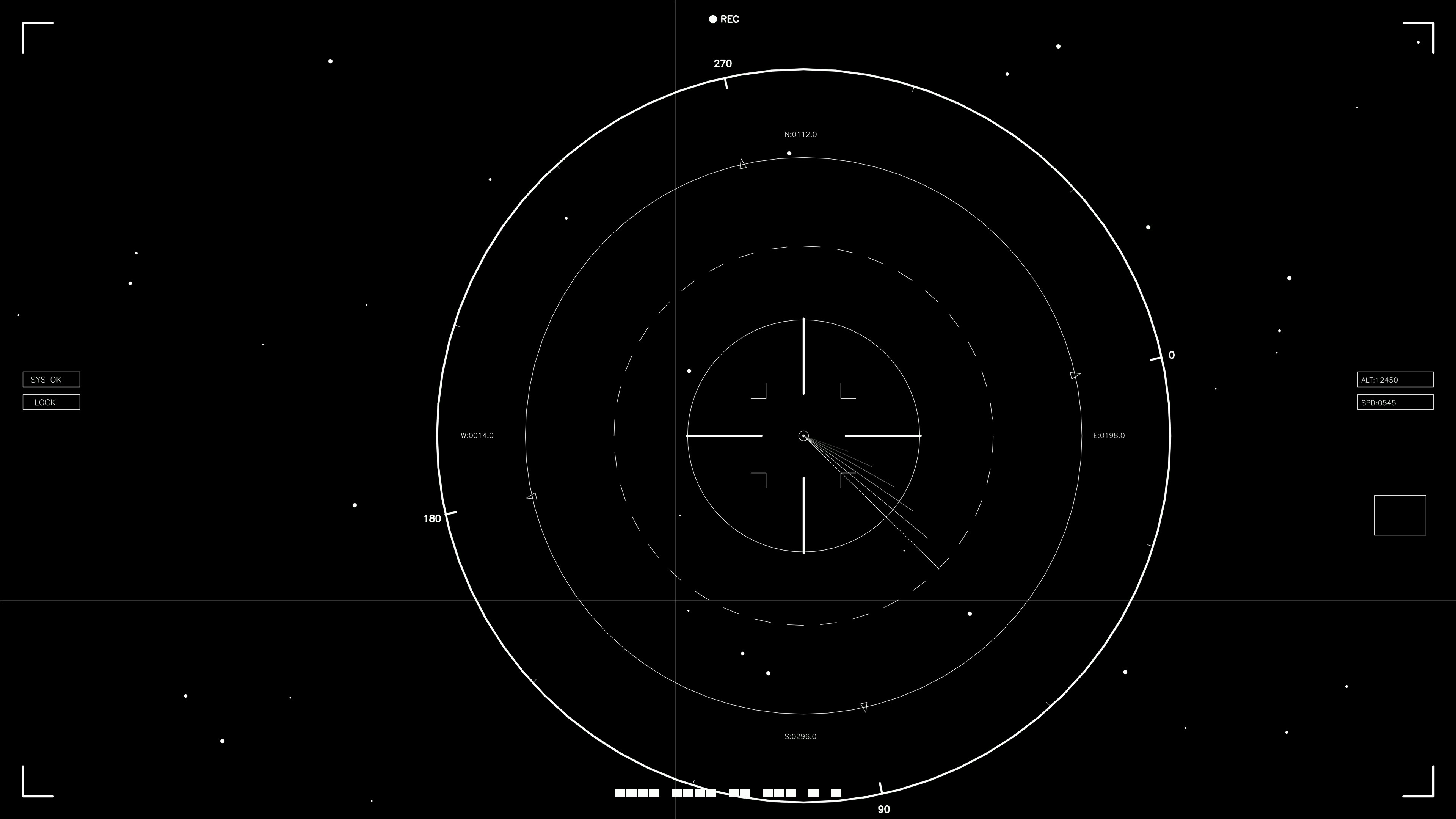 Hud elements animation for web design and sci-fi video editing with focus on circular radar display