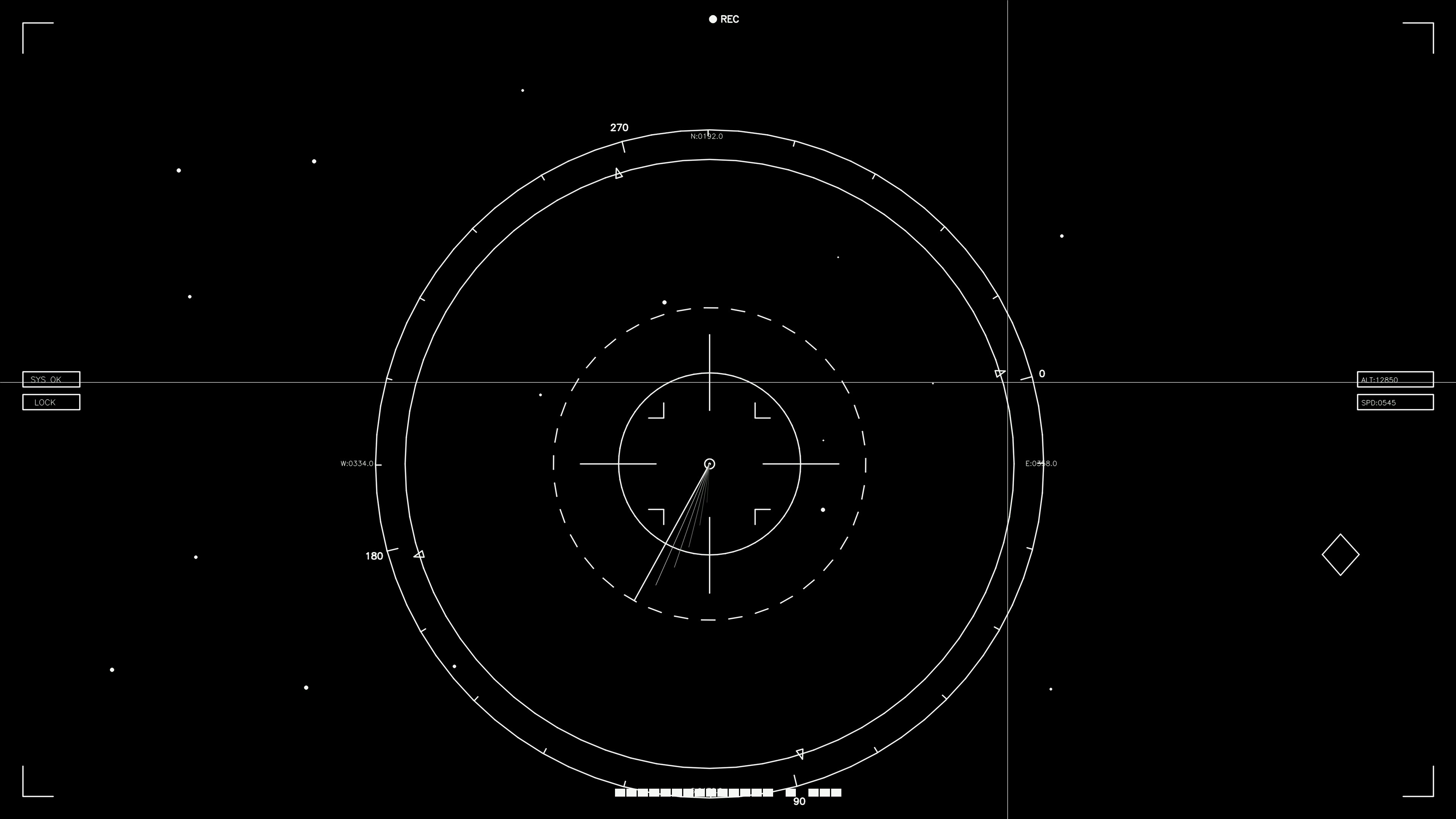 Animation of hud elements showing digital interface for web design and sci-fi video editing projects with focus on circular radar view