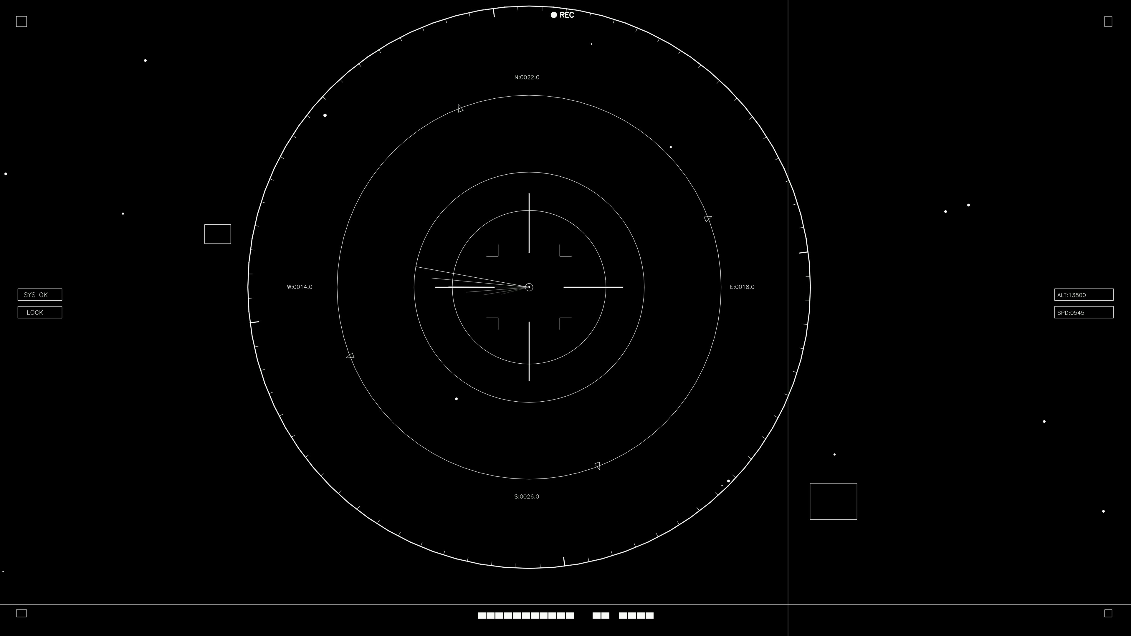 Hud elements animation for web design and sci fi video production with focus on detailed radar display elements