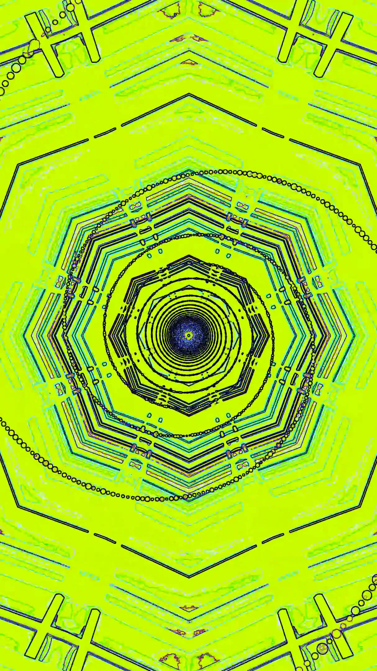 Seamless looping tunnel video vj loop screensaver with vibrant colors and geometric patterns