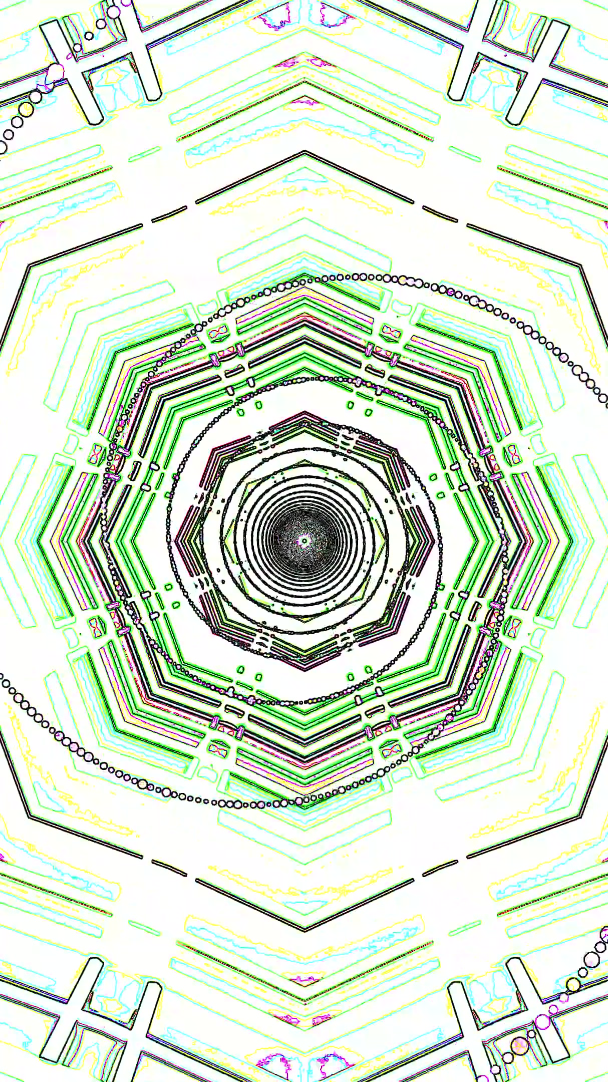 Interactive tunnel video loop displays vibrant color patterns in a seamless, immersive experience for relaxation and entertainment