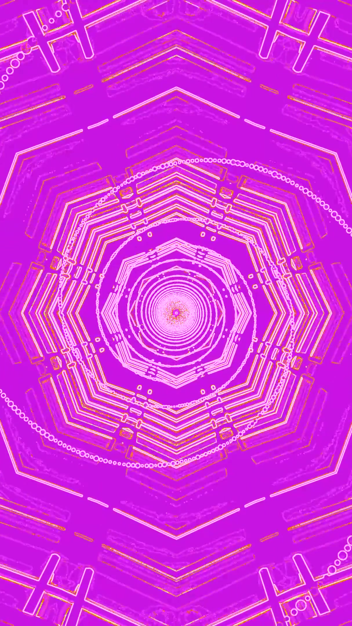 Seamless looping tunnel video screensaver displays vibrant patter