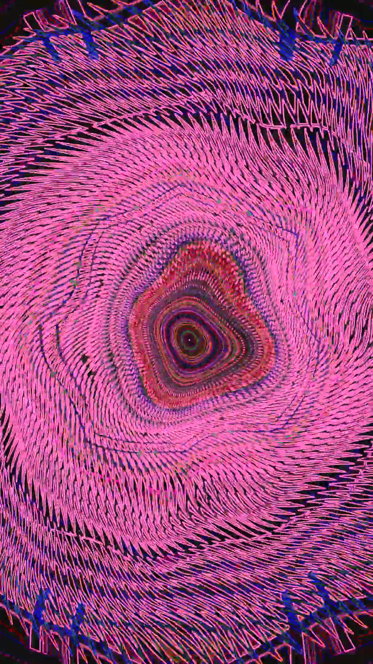 Seamless tunnel video loop screensaver with vibrant swirling patterns and neon colors