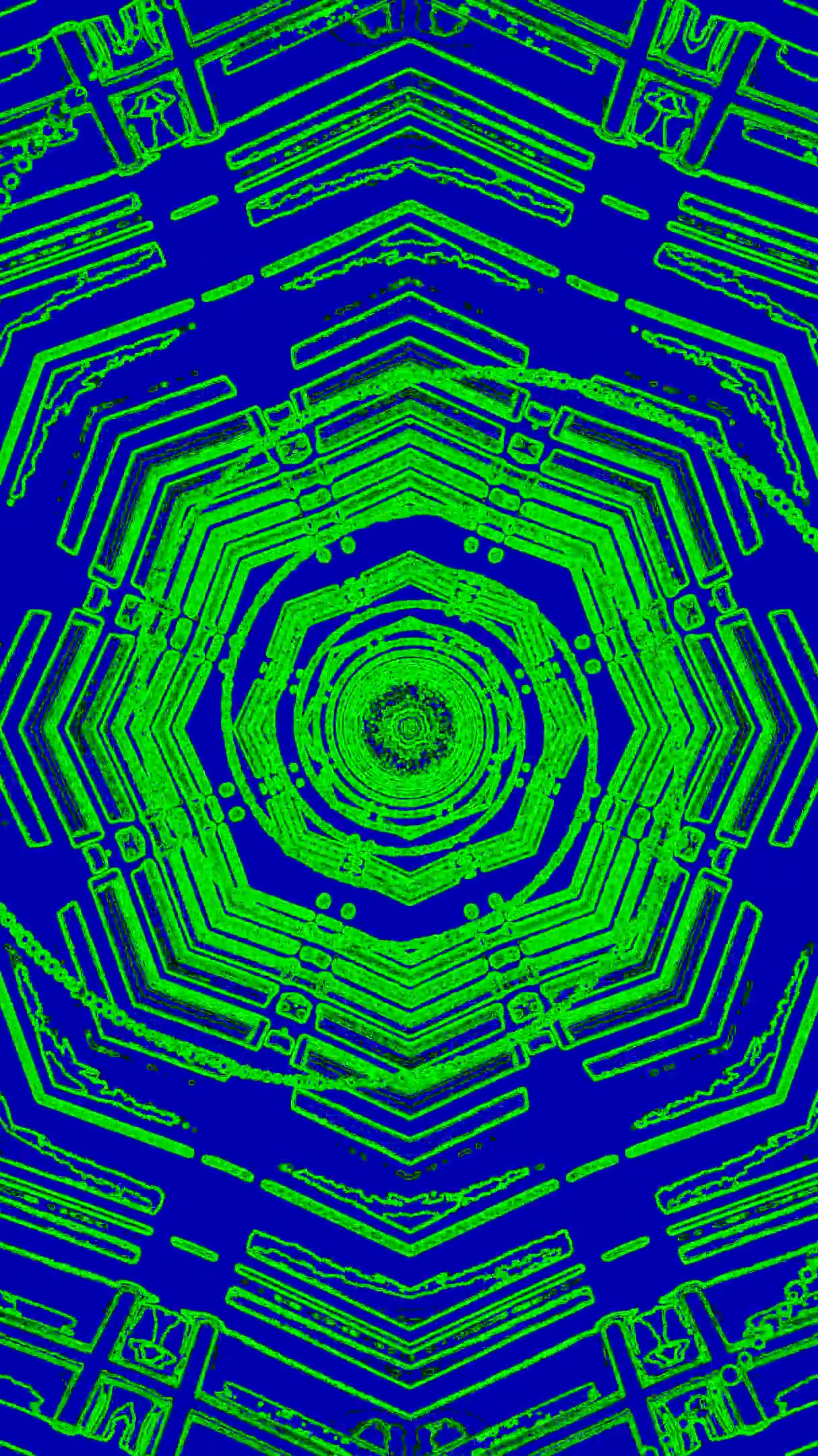 Seamless tunnel video vj loop screensaver with vibrant green patterns and dynamic motion