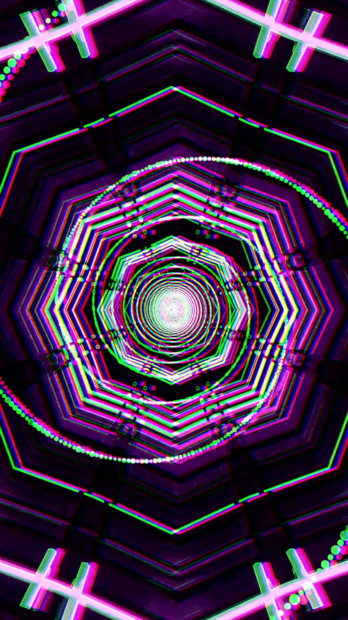 Vibrant tunnel video loop with colorful lights creating mesmerizi
