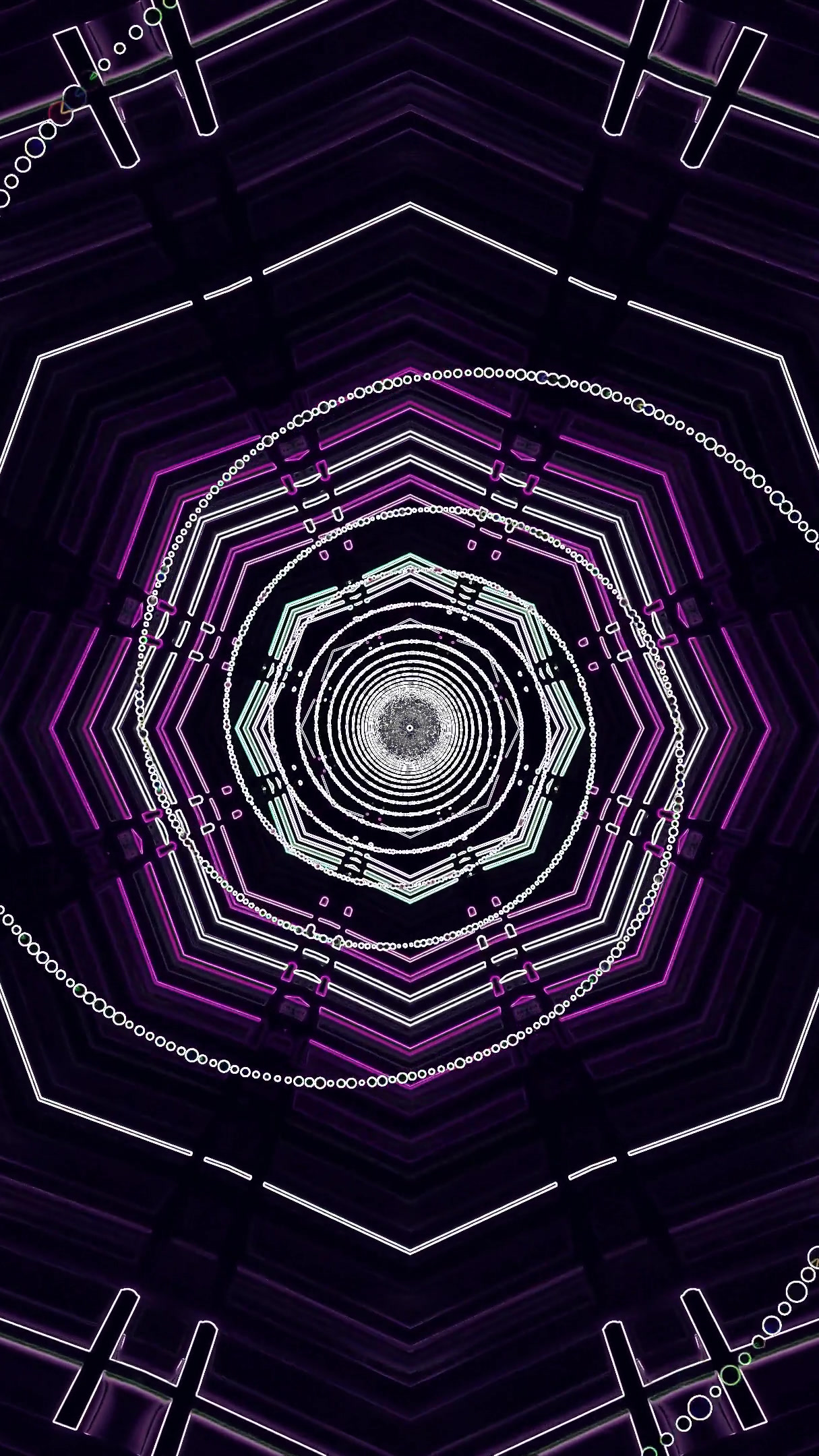 Tunnel video seamless loop screensaver showcases vibrant geometri
