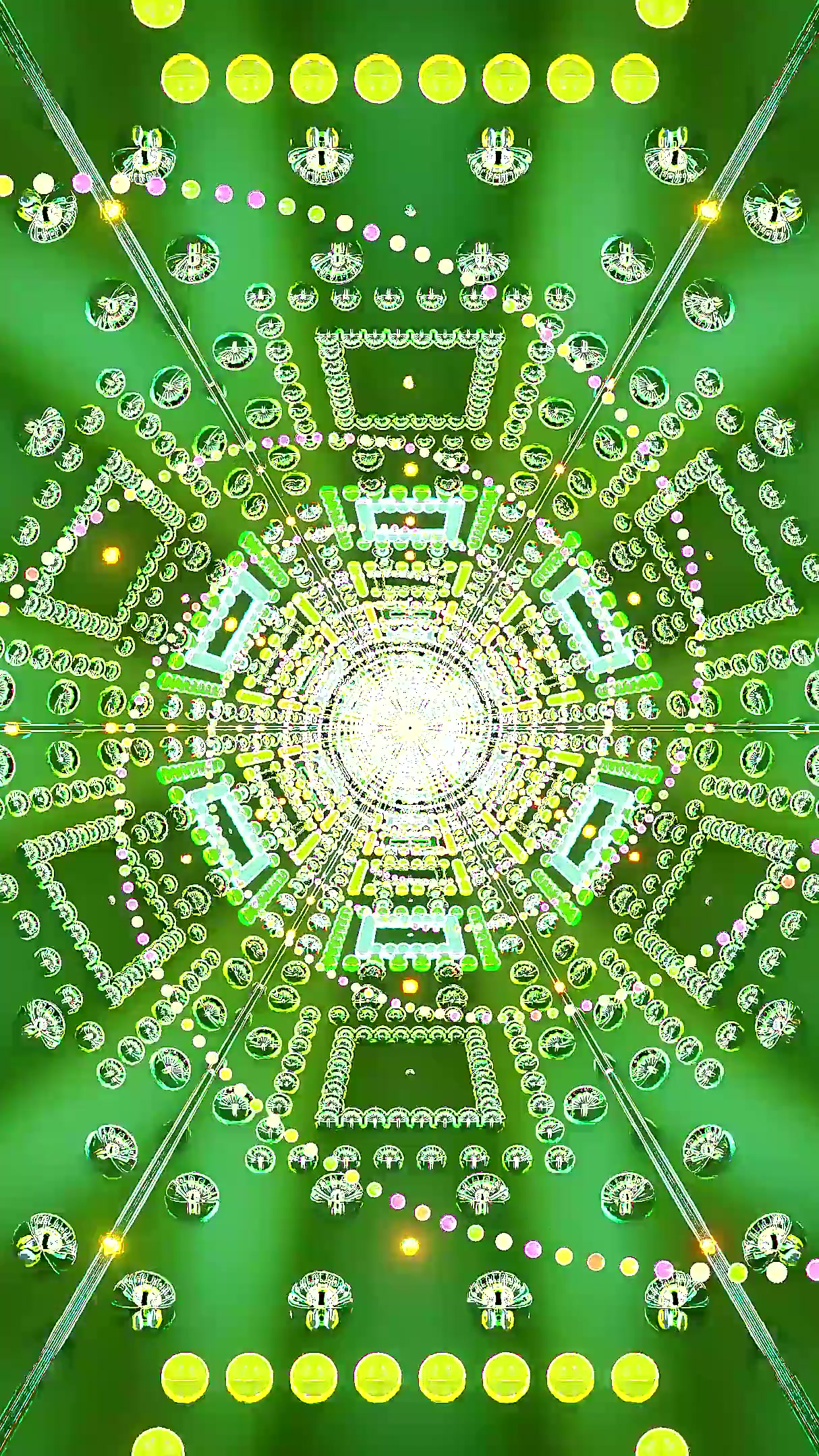 Seamless tunnel video loop with vibrant colors and shapes for dynamic screensaver experience