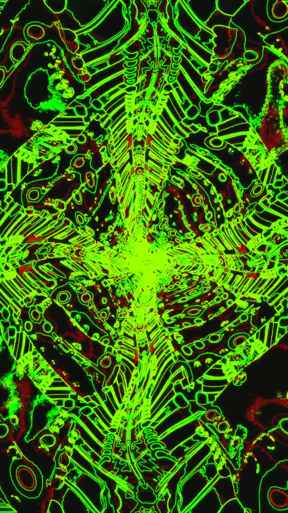 VJ loop screensaver with bright green tunnel patterns for a mesmerizing visual experience while relaxing or working