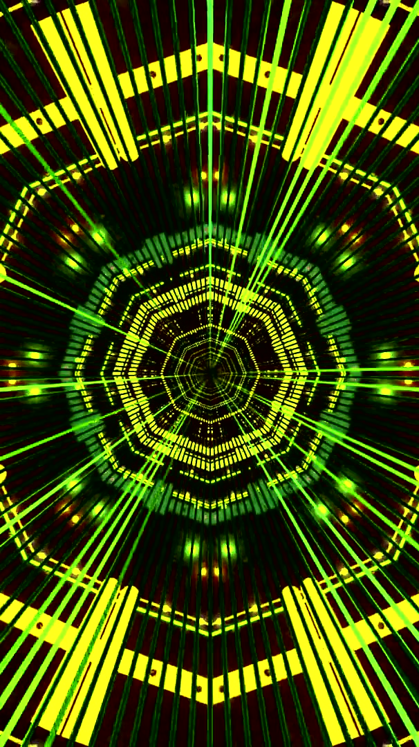 Seamless tunnel video loop with vibrant green laser lights for immersive ambiance