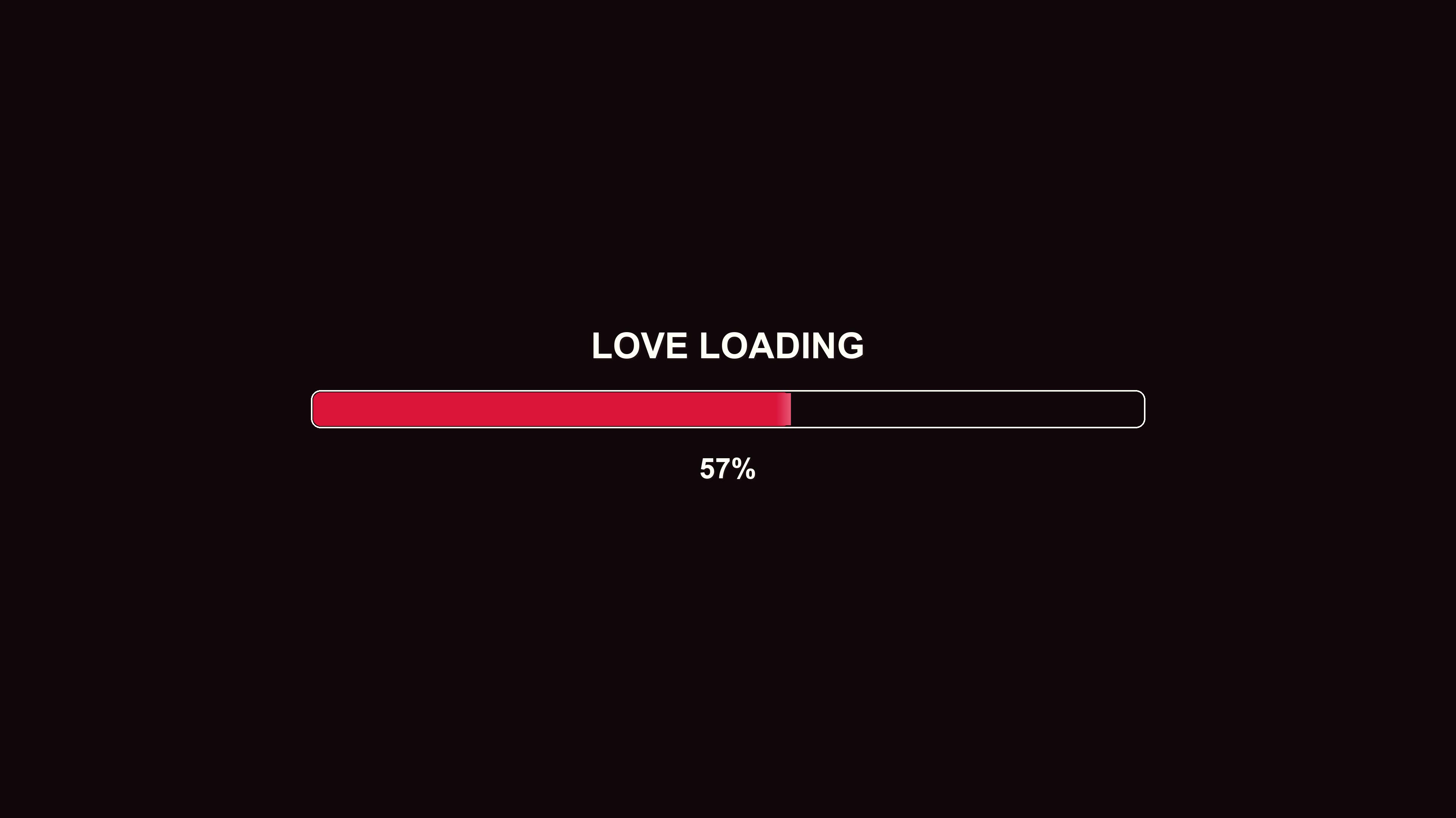 Progress bar animation showing love loading with a red color scheme in a simple black background during any time of day