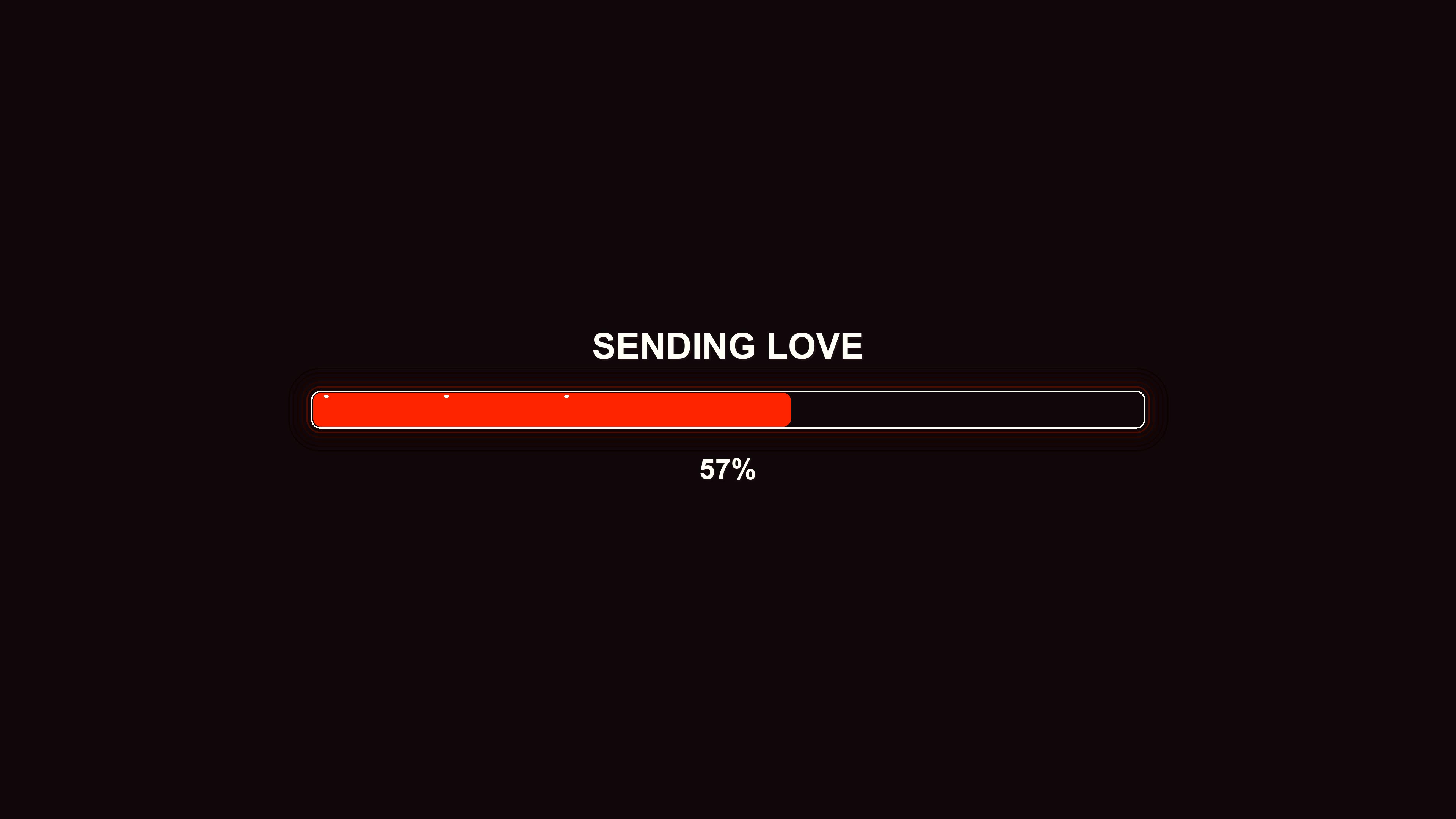Progress bar animation showing sending love message reaching completion on screen