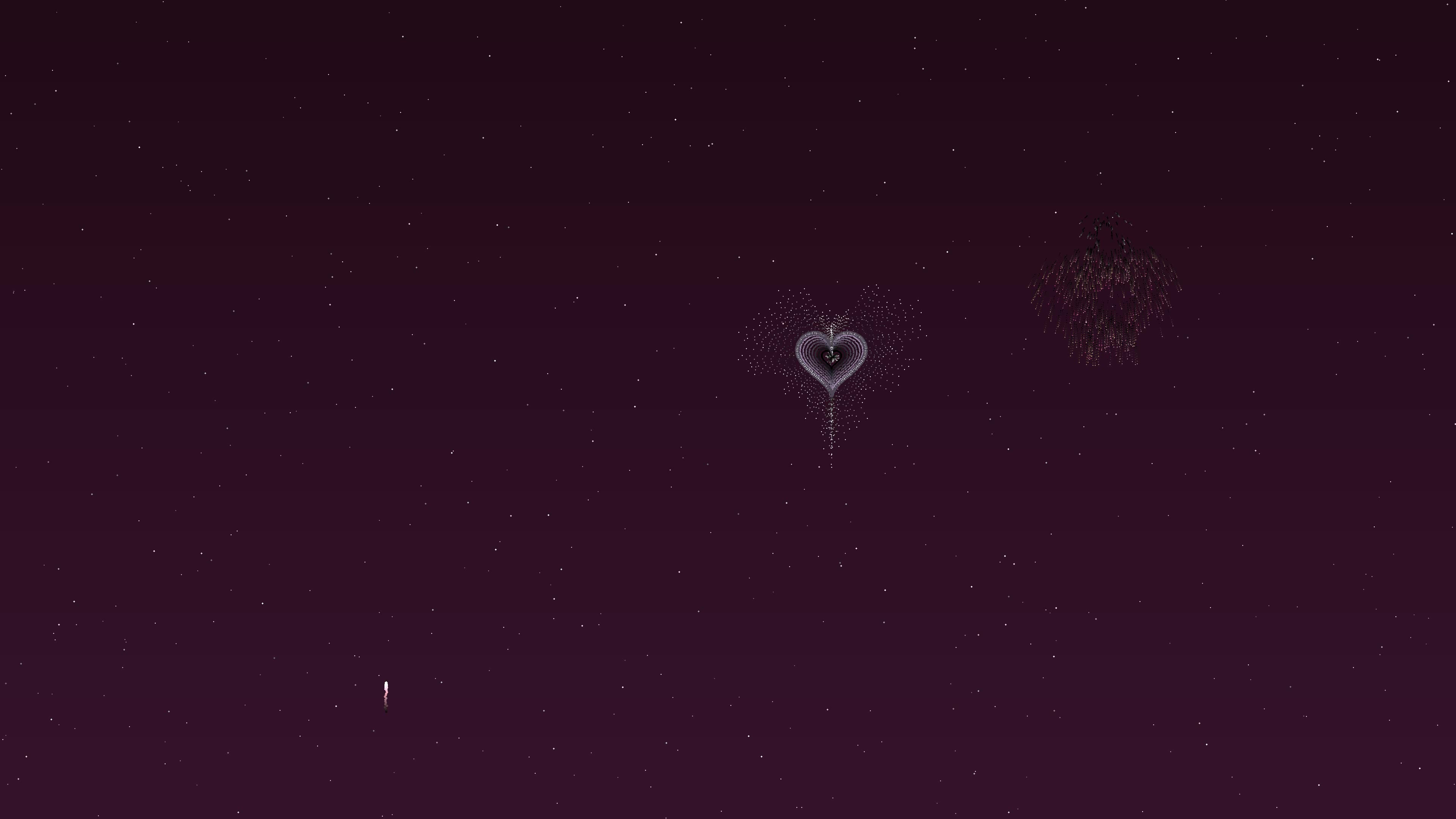 Celebrate love on Valentines Day with beautiful fireworks and heart-shaped explosions in the background