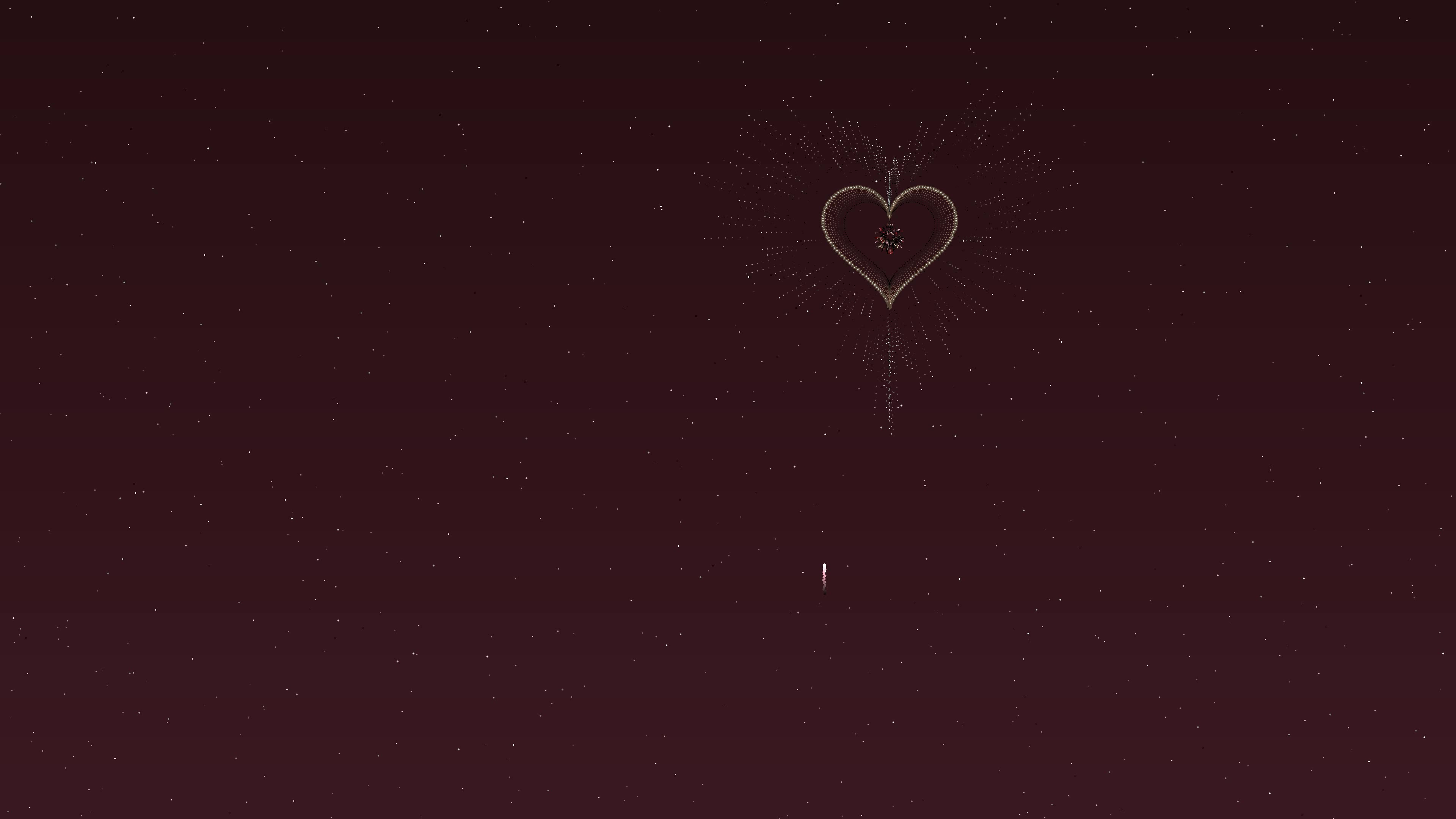 Valentines day fireworks display with heart shapes lighting up the night sky during a romantic evening