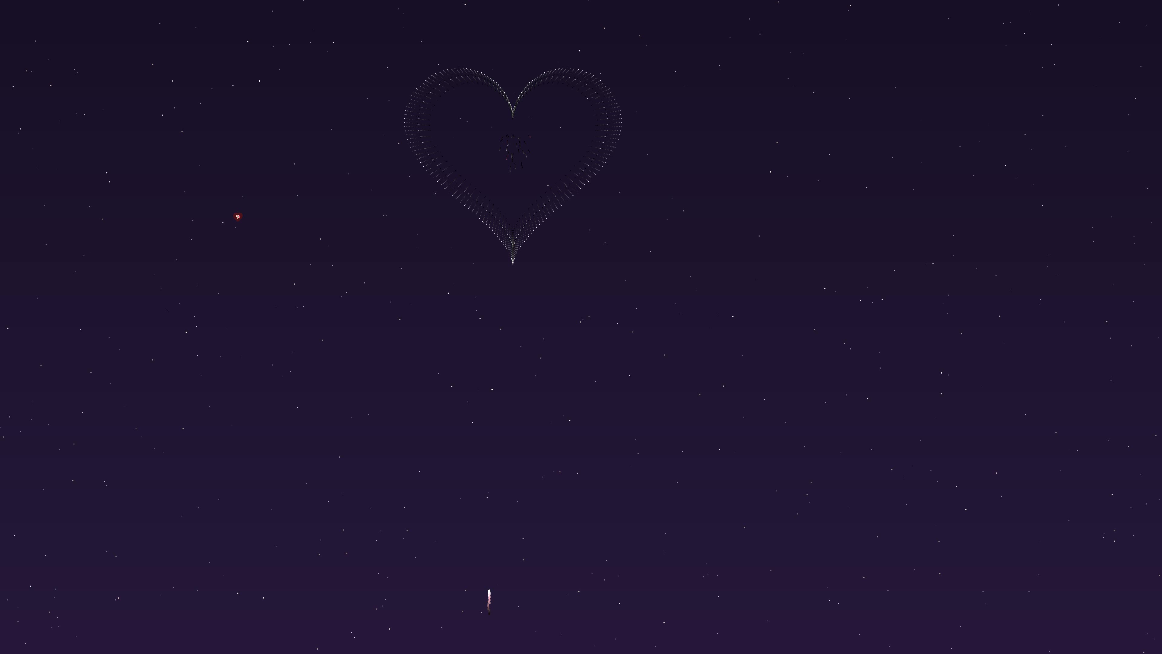 Fireworks light up the sky with heart shapes on Valentines Day for love and celebration