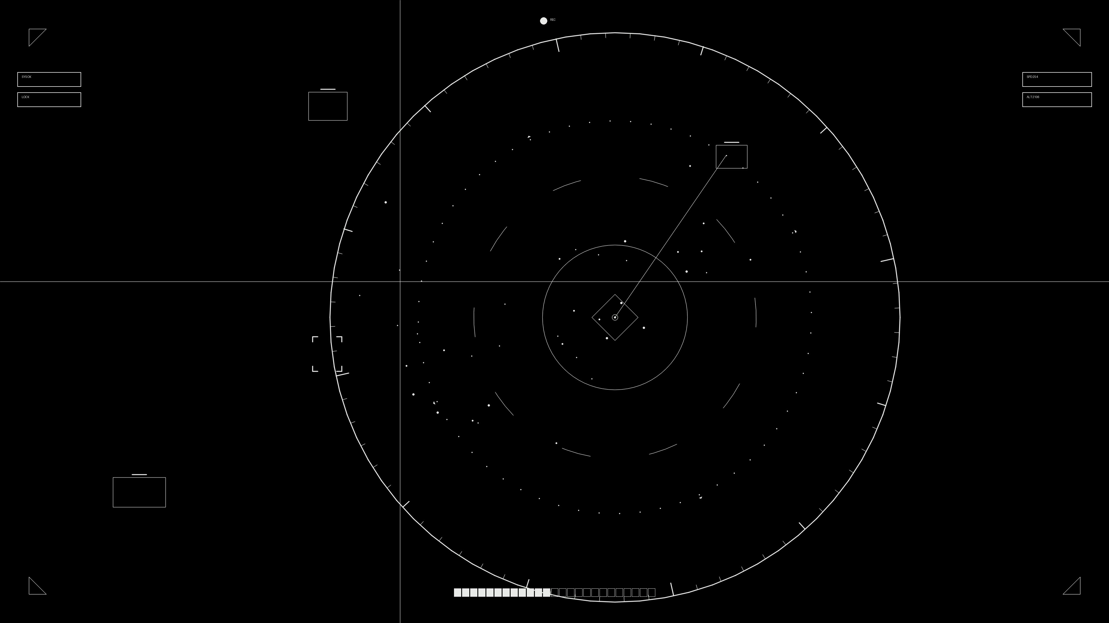 Hud elements animation for web designer and sci-fi video cutter showing radar screen with indicators and moving points